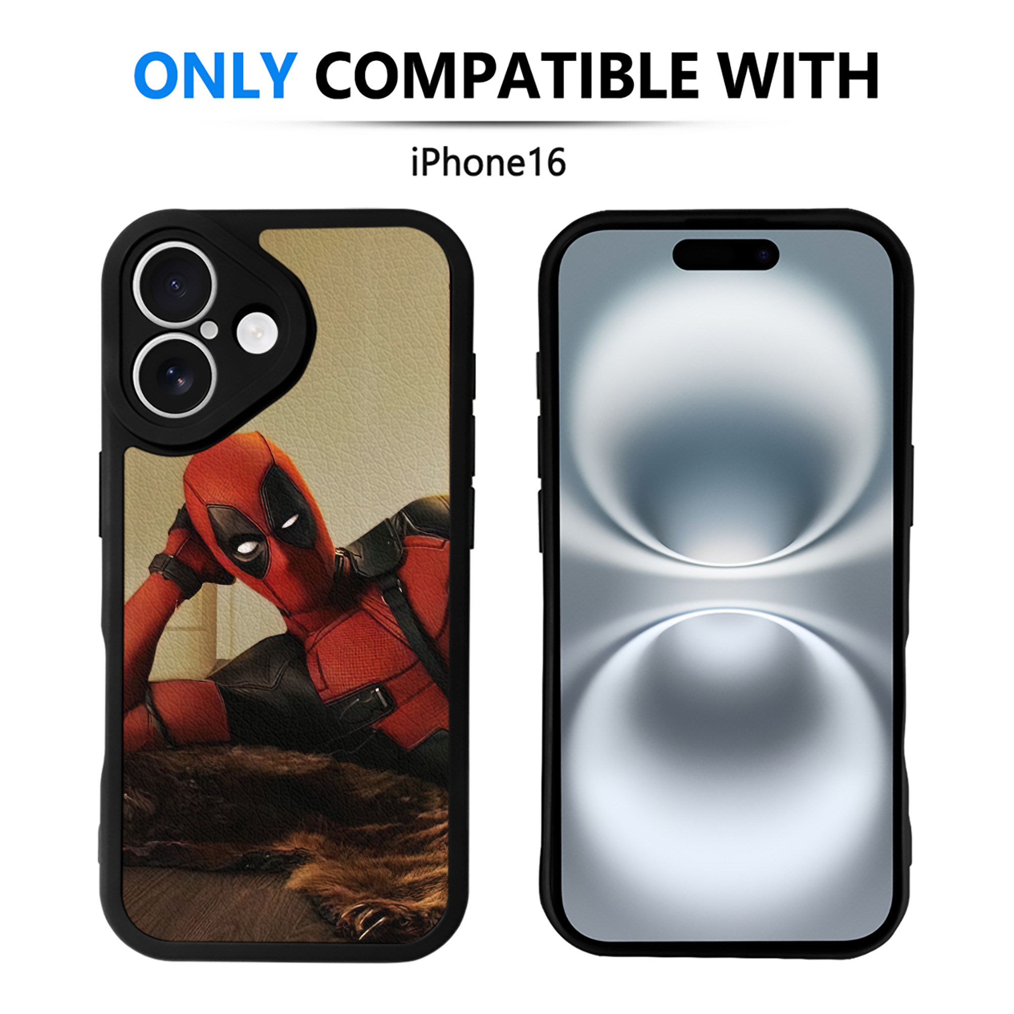 （画像用） Deadpool デッドプール 【iPhone 16シリーズ対応】シリコンスマホケース（レザー調） 材質：シリコン